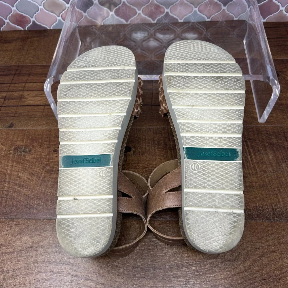 Womens Josef Seibel Clea 16 Camel Woven Platform Sandal size EU40